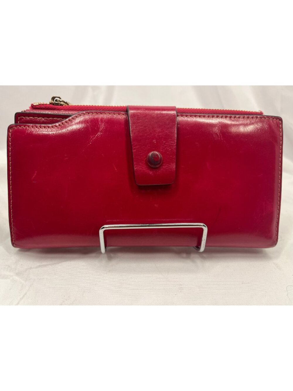 Pink Leather Organizer Wallet Clutch Multi Compartment Card Slots